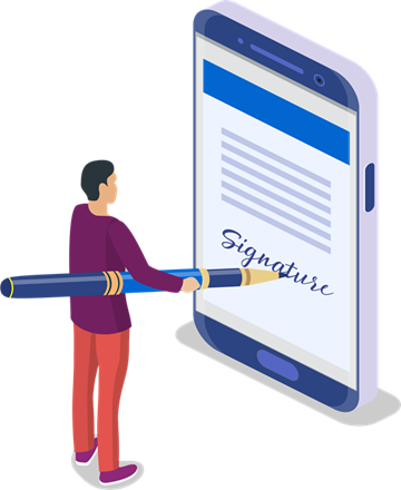 illustrated image of signing on phone